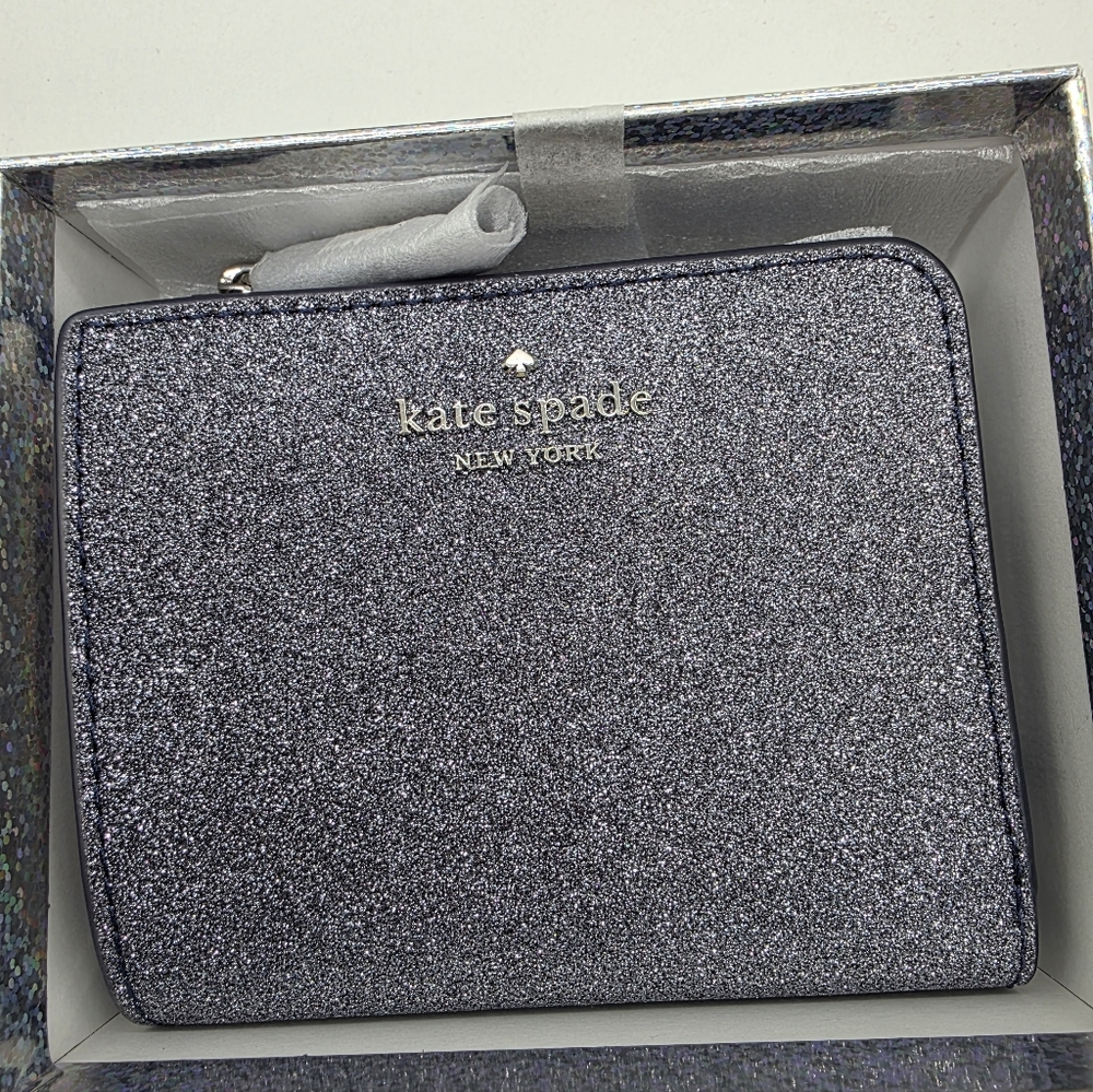 Kate Spade Dusk Navy Boxed L-zip Wallet New In Giftable Box